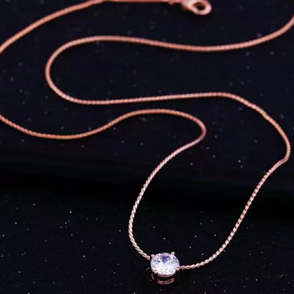 18k Rose Gold Solitaire Necklace - Picture 4 of 8